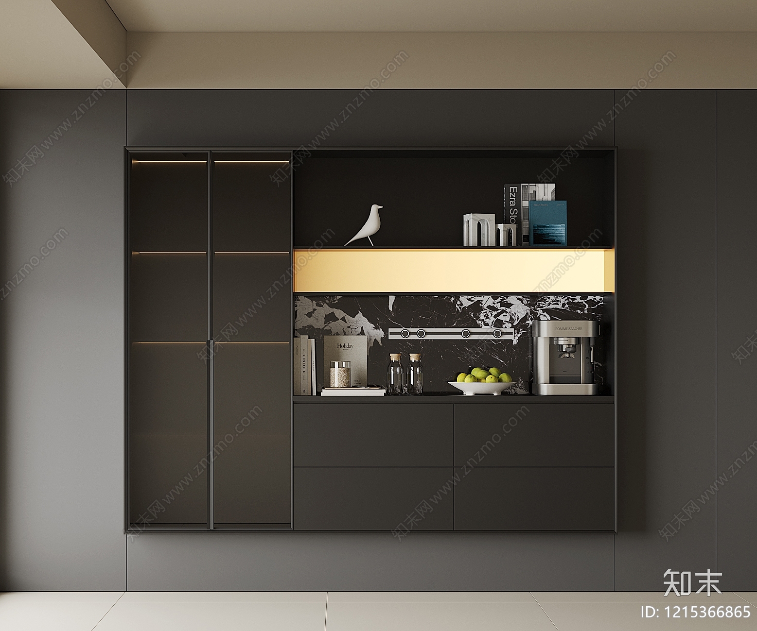 现代餐边柜SU模型下载【ID:1215366865】