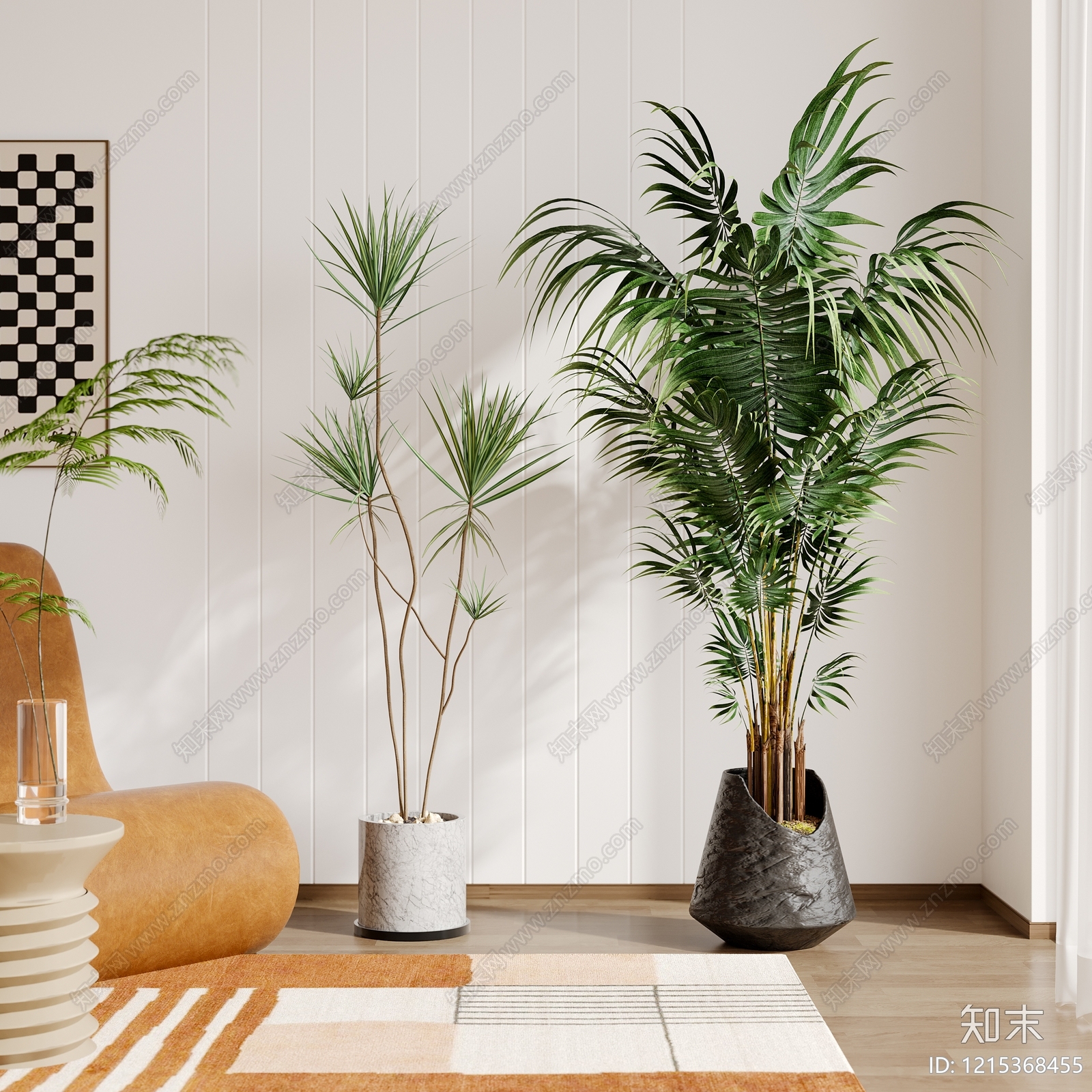 奶油风盆栽3D模型下载【ID:1215368455】