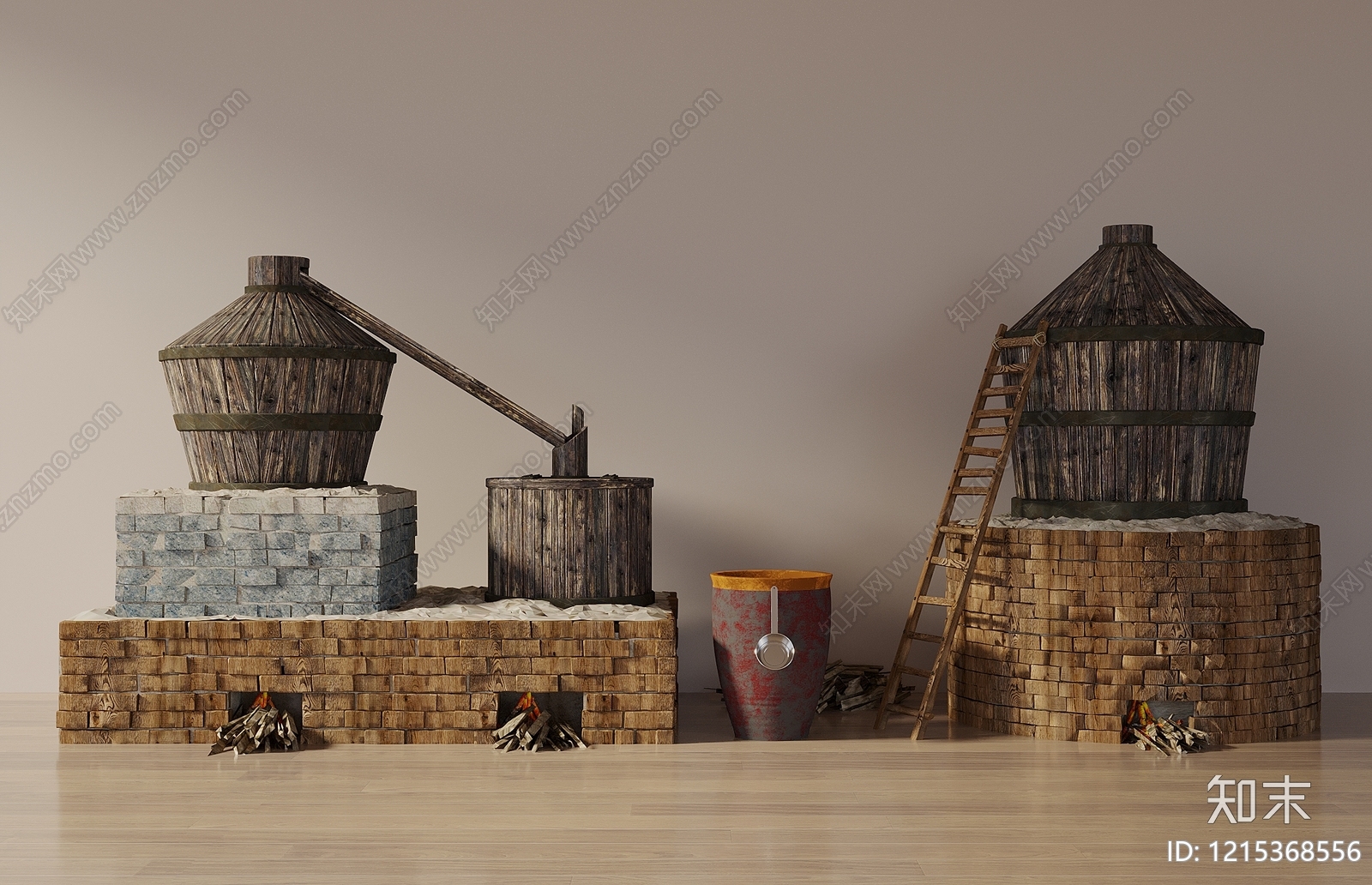 复古工业风厨房用品3D模型下载【ID:1215368556】
