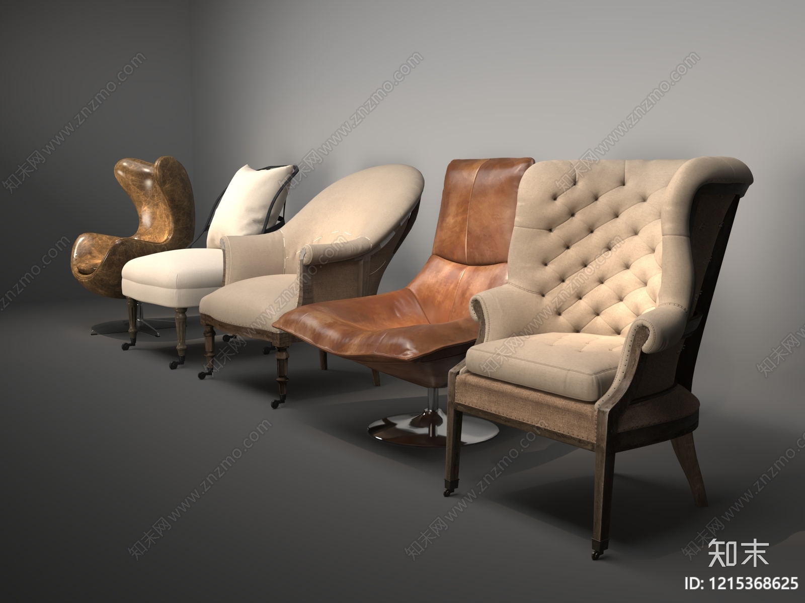 中古风单人沙发3D模型下载【ID:1215368625】