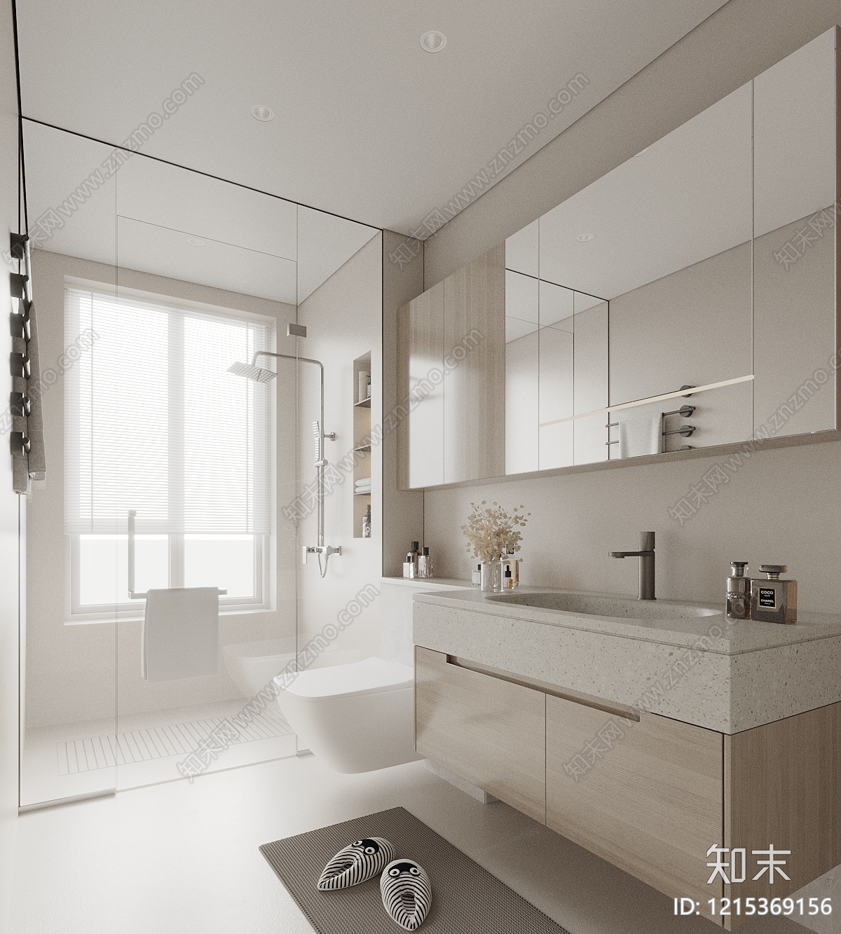 奶油风卫生间3D模型下载【ID:1215369156】