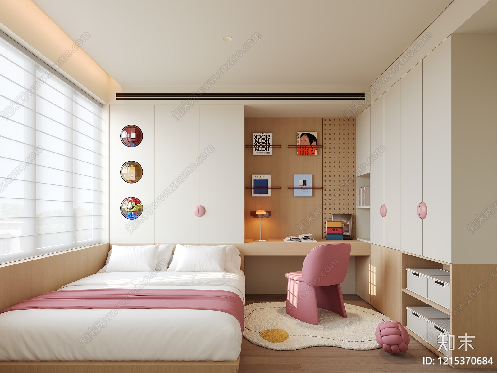 奶油风女孩房3D模型下载【ID:1215370684】