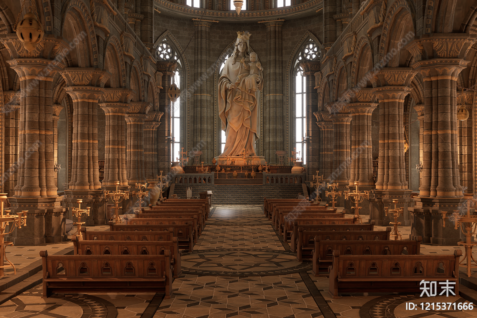 哥特复兴式古建3D模型下载【ID:1215371666】