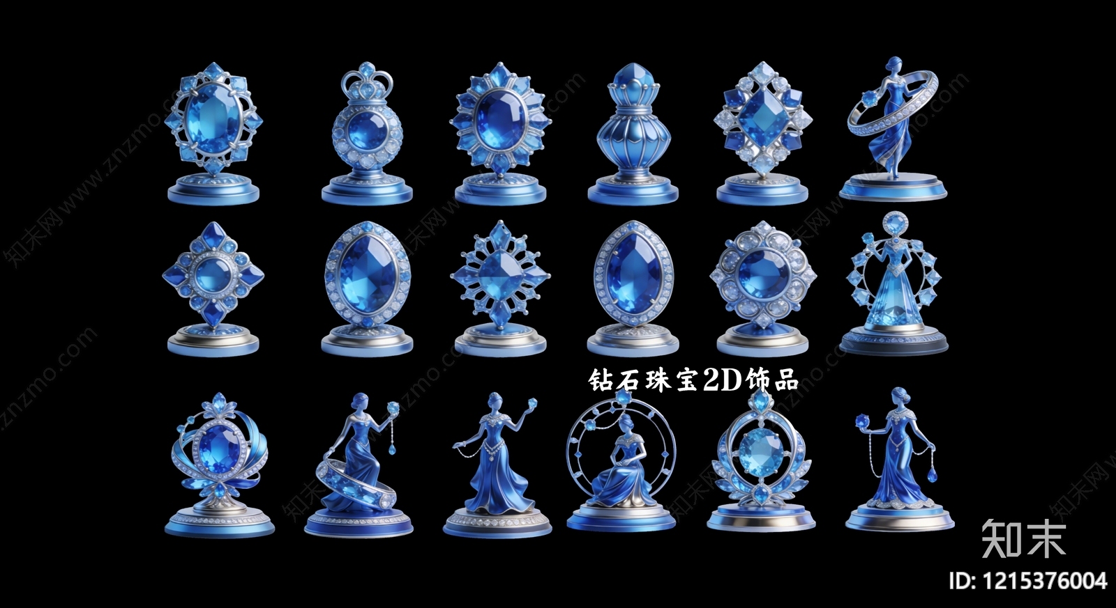 珠宝轻奢风摆件组合3D模型下载【ID:1215376004】