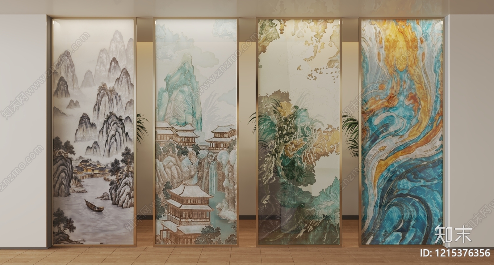 新中式瓷砖展厅3D模型下载【ID:1215376356】