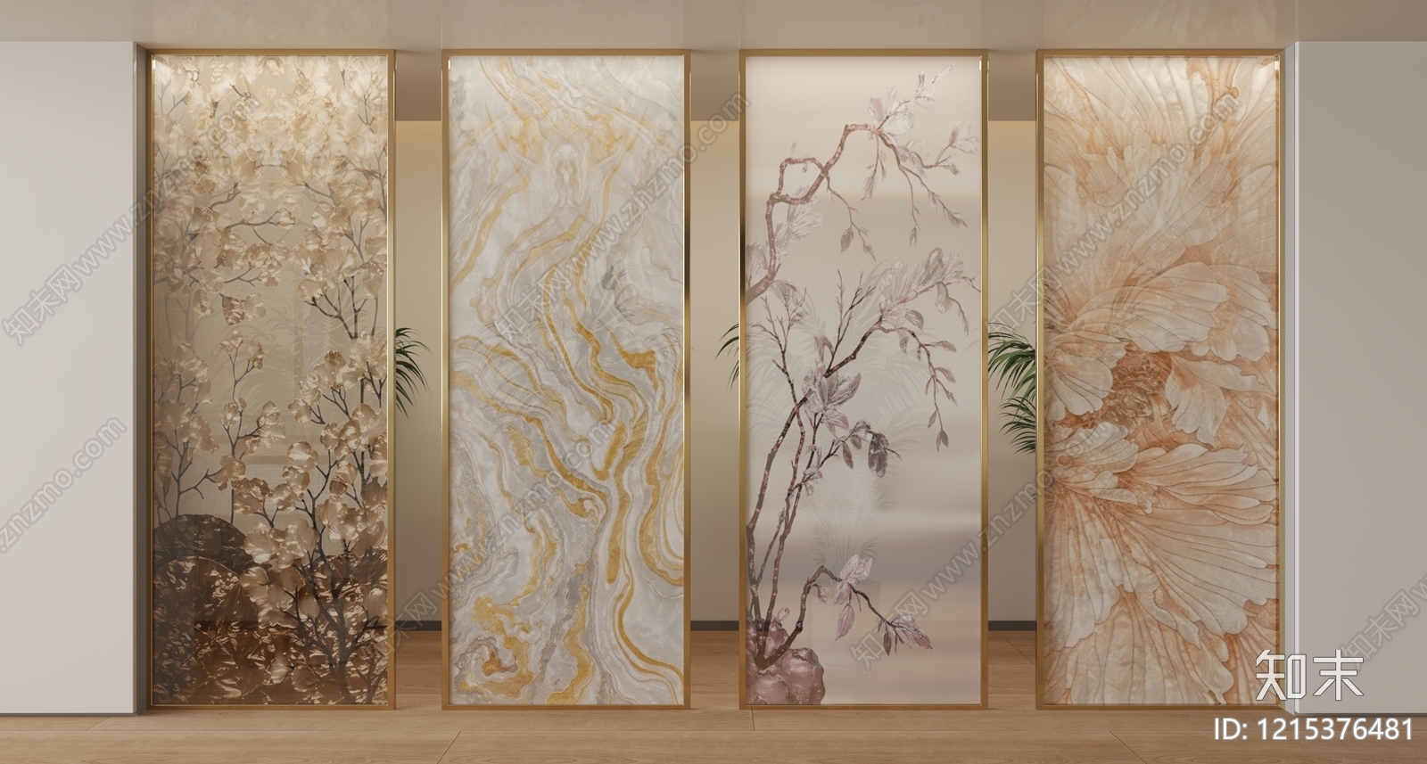 新中式=玻璃隔断SU模型下载【ID:1215376481】