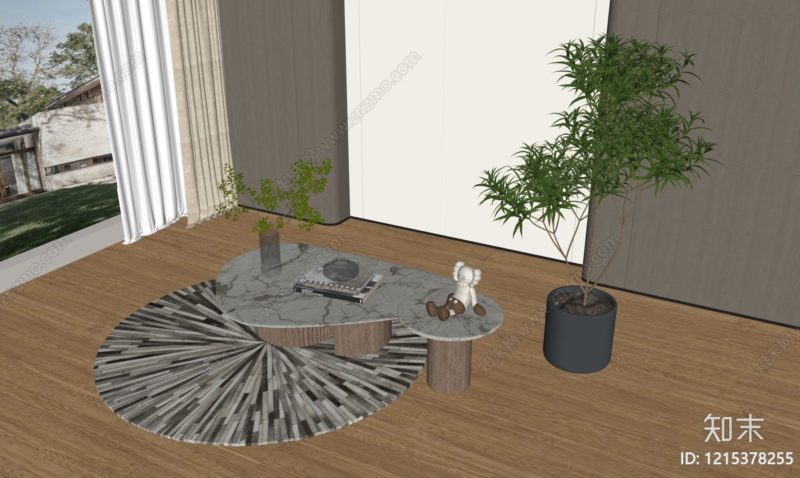 现代茶几组合SU模型下载【ID:1215378255】