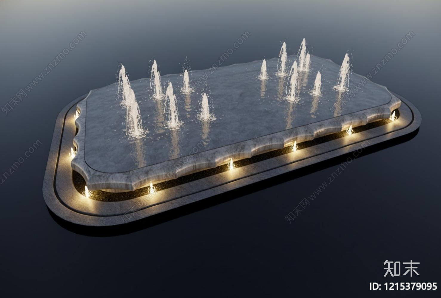 现代极简喷泉SU模型下载【ID:1215379095】