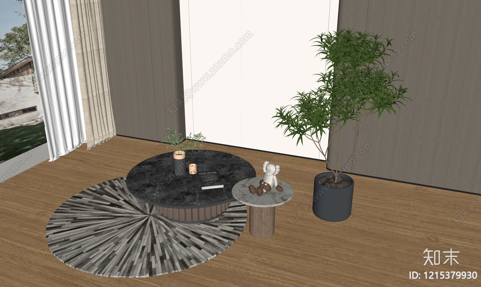 现代简约茶几SU模型下载【ID:1215379930】