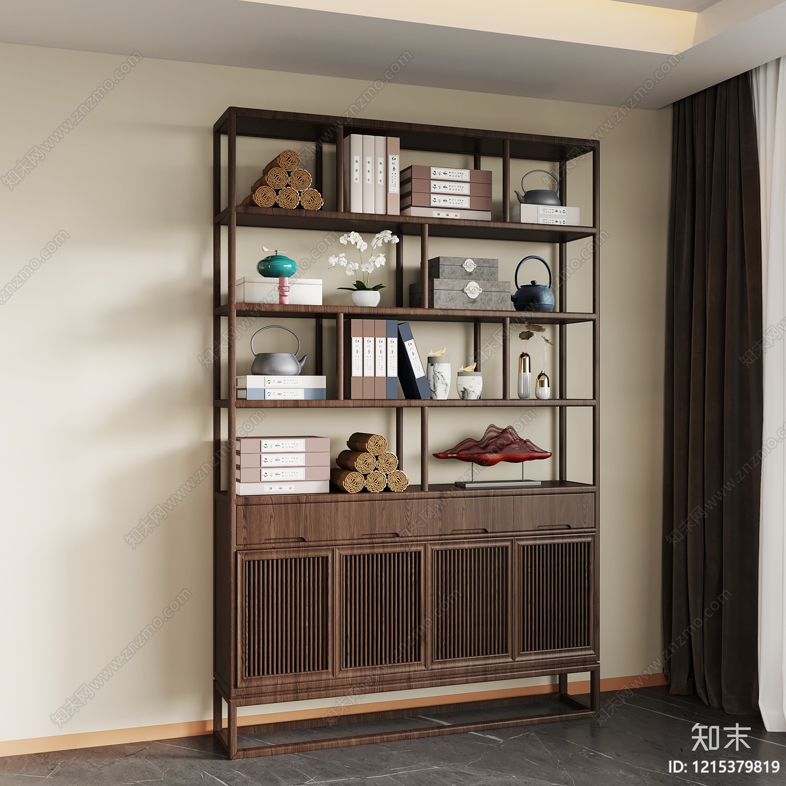 新中式博古架3D模型下载【ID:1215379819】