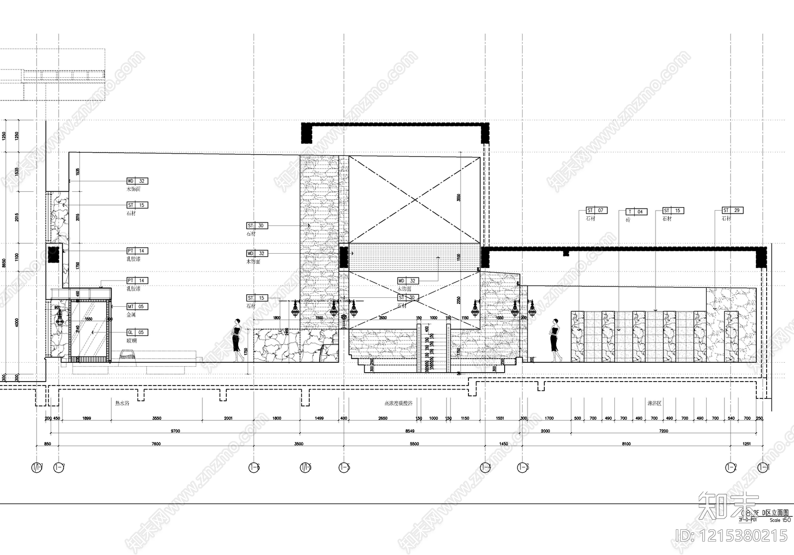 现代洗浴中心cad施工图下载【ID:1215380215】