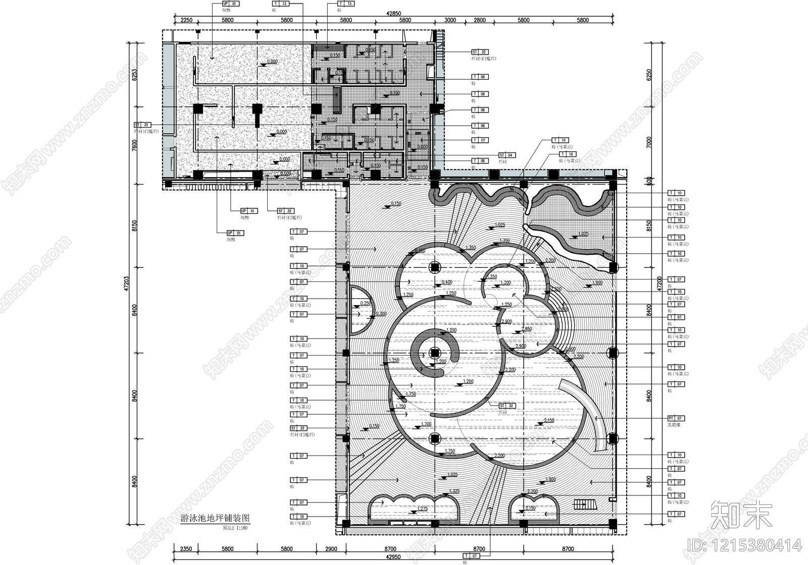 现代洗浴中心cad施工图下载【ID:1215380414】