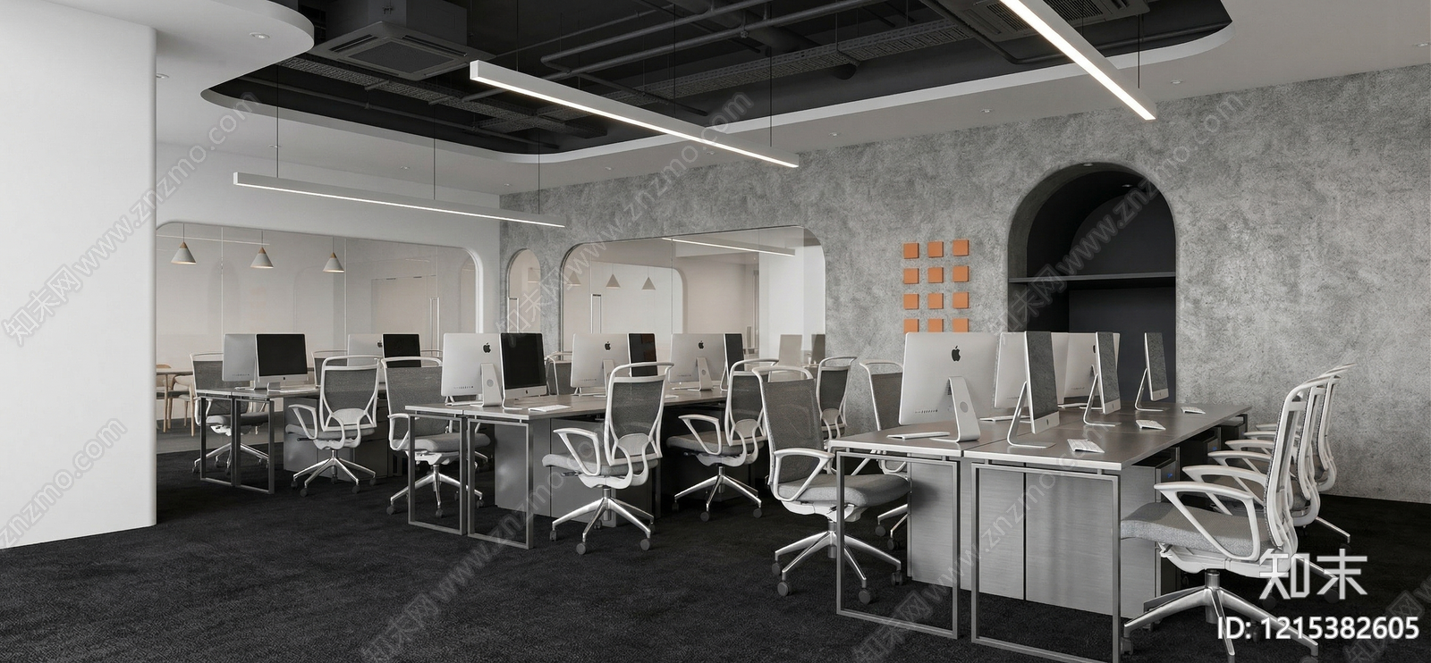 现代简约办公室SU模型下载【ID:1215382605】