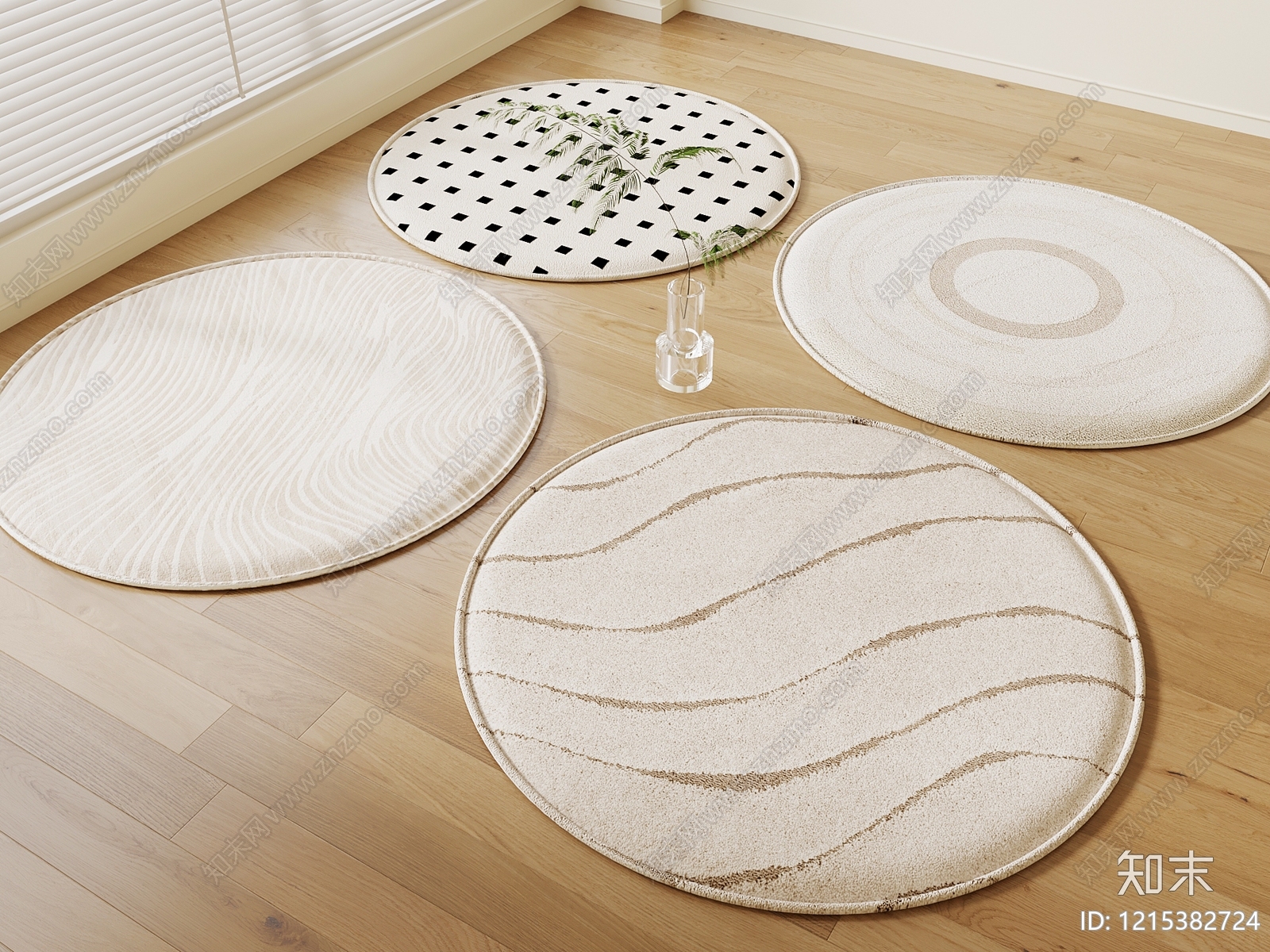 奶油风圆形地毯3D模型下载【ID:1215382724】