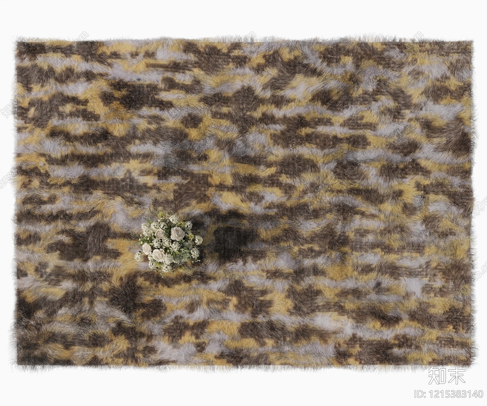 野性奢华风毛绒地毯3D模型下载【ID:1215383140】
