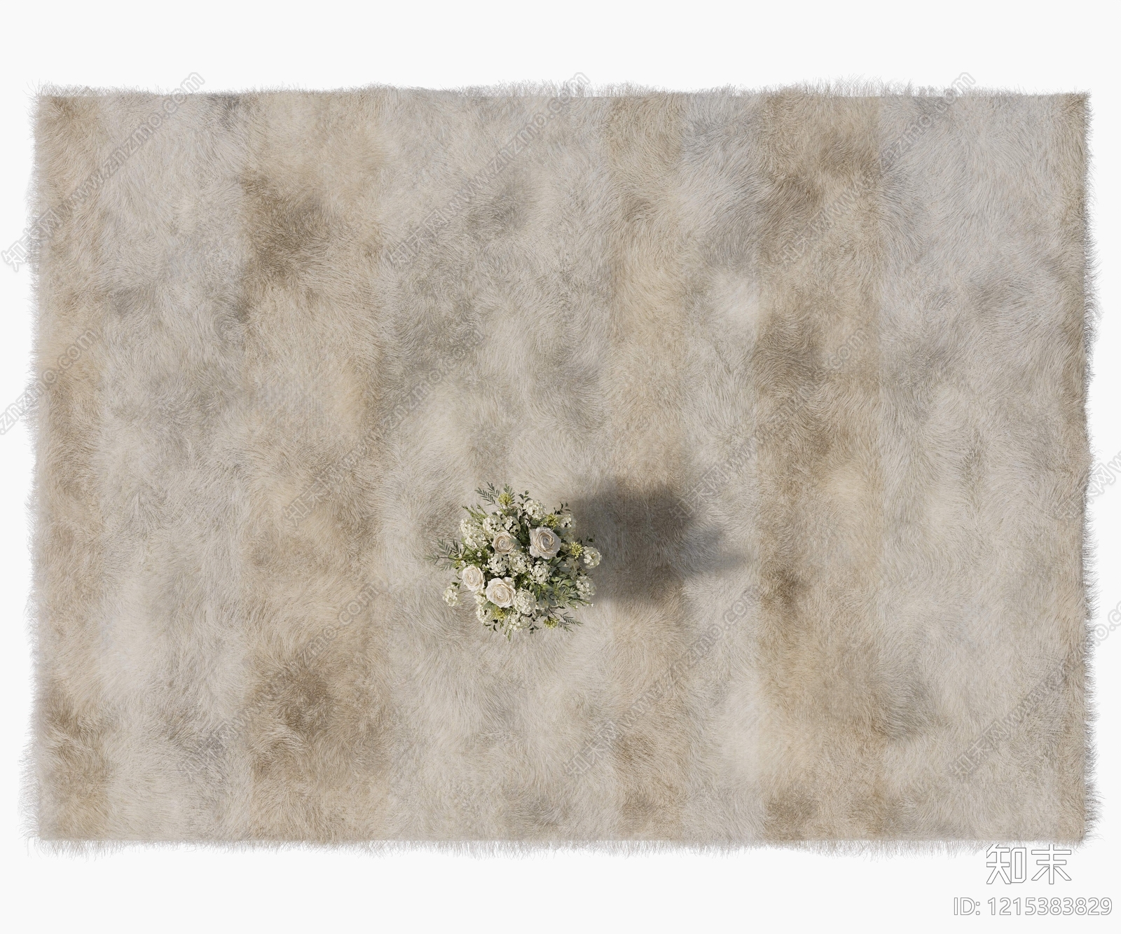 奶油风毛绒地毯3D模型下载【ID:1215383829】