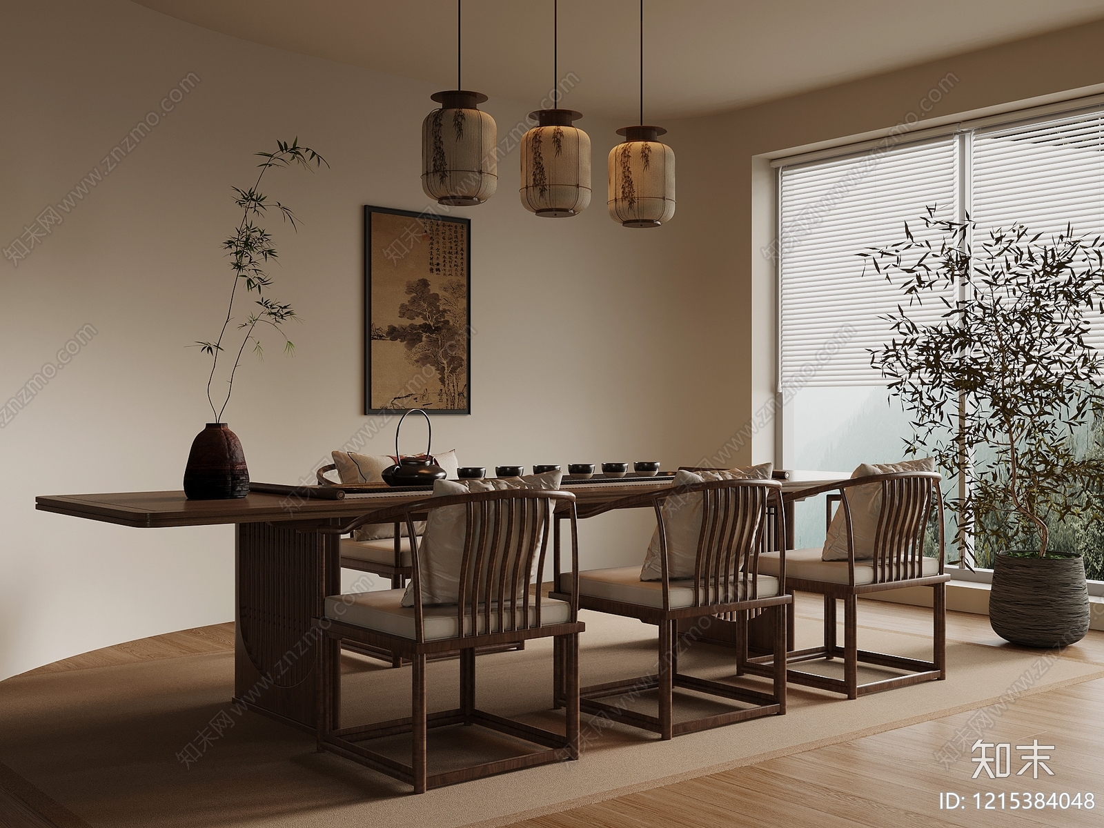 新中式茶桌椅3D模型下载【ID:1215384048】