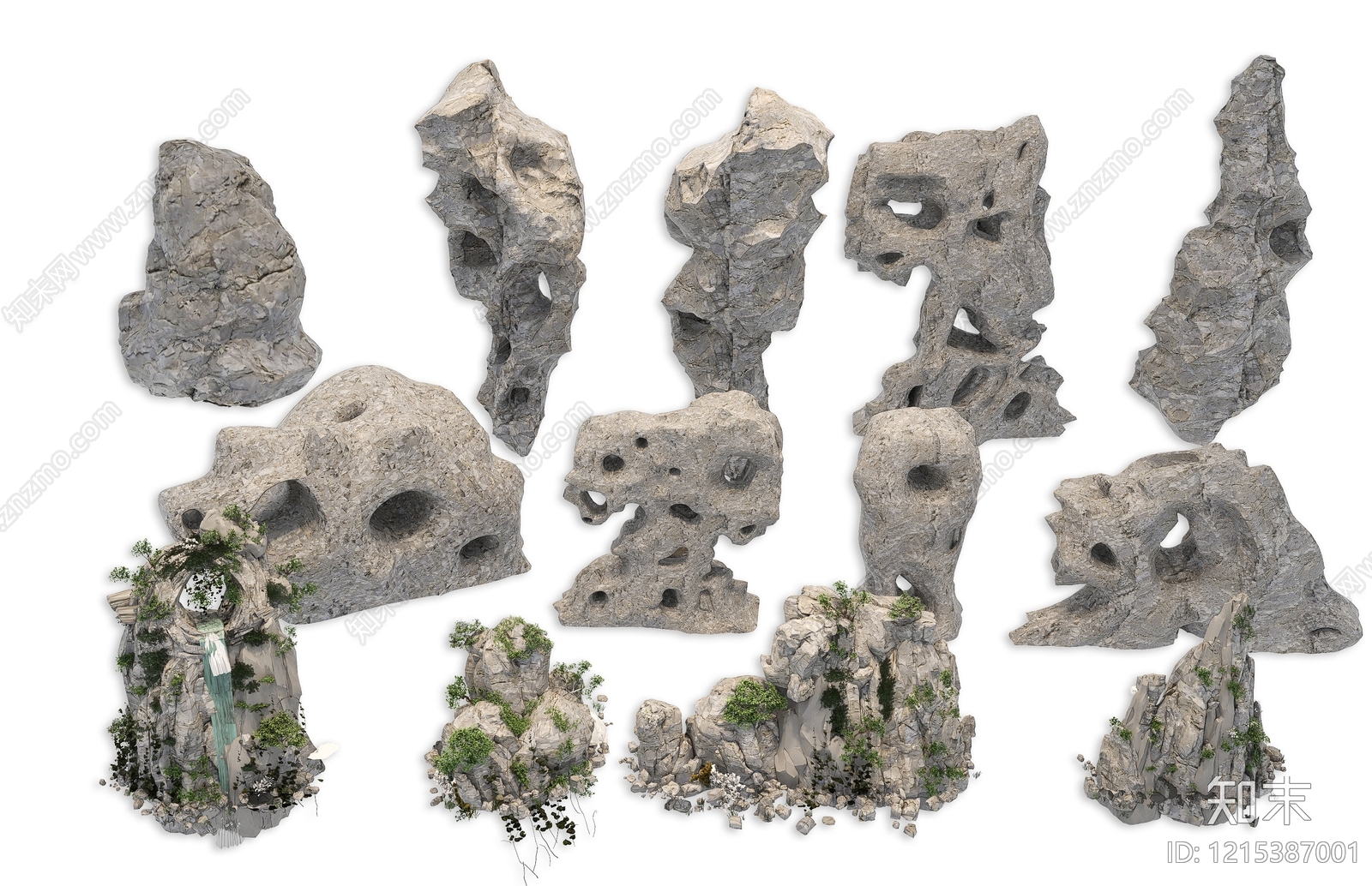 新中式景观石头3D模型下载【ID:1215387001】