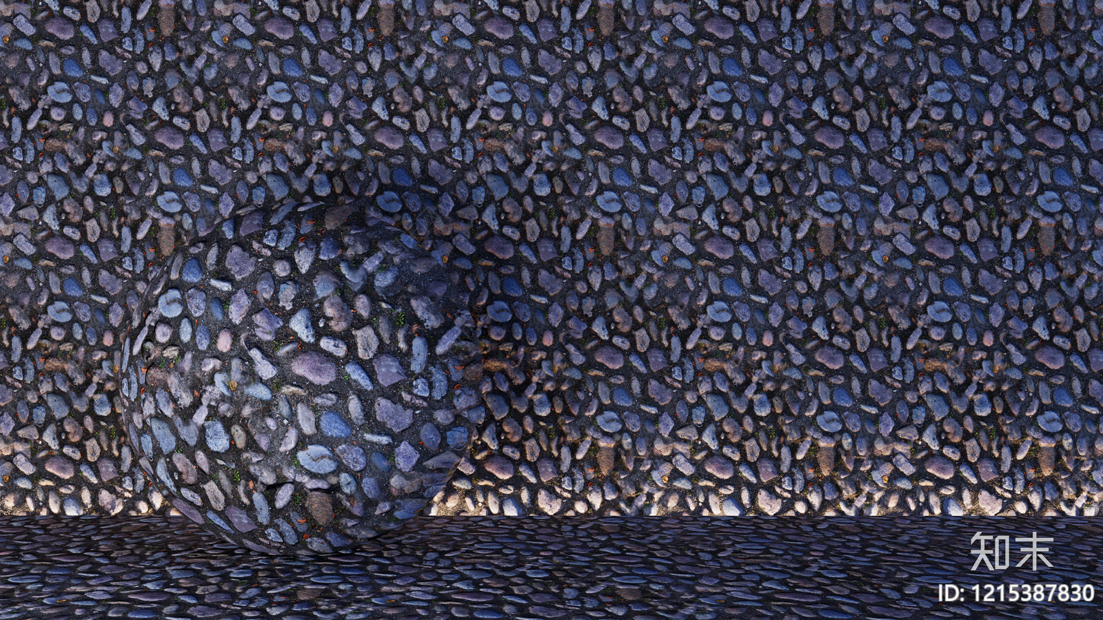 浅蓝杂色鹅卵石SU模型下载【ID:1215387830】