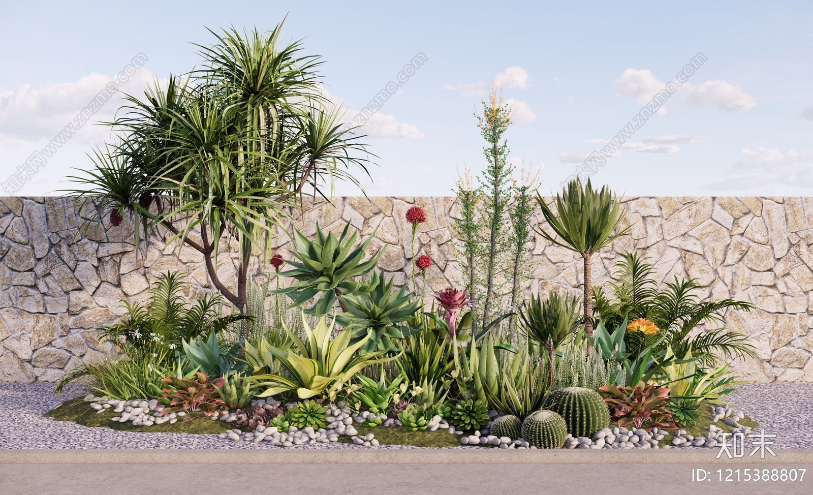 热带多肉植物景观别墅庭院SU模型下载【ID:1215388807】