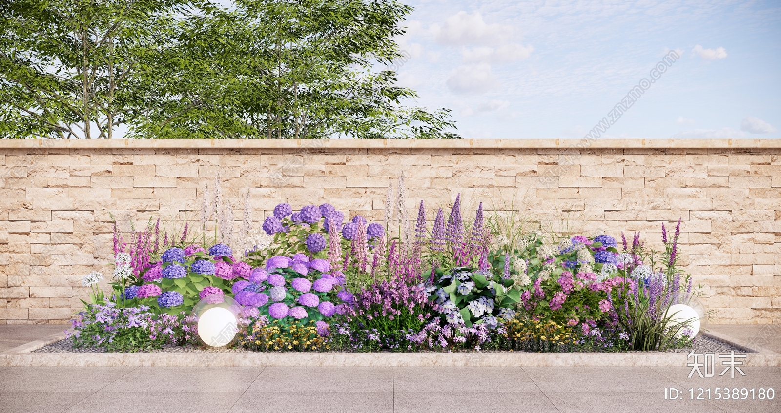 现代自然风庭院植物景观组合SU模型下载【ID:1215389180】