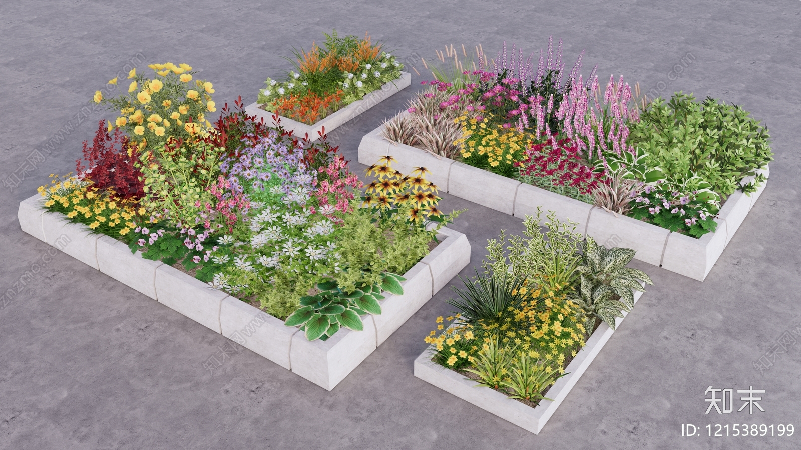 现代简约花境SU模型下载【ID:1215389199】