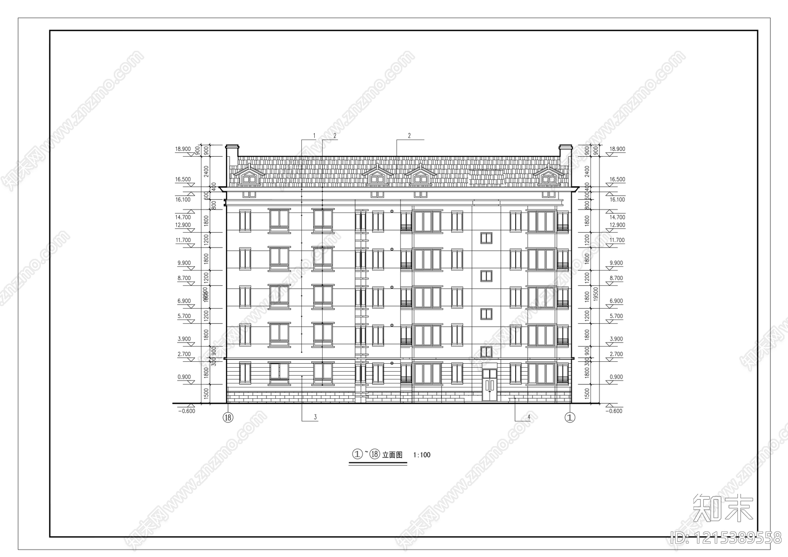 现代住宅楼建筑cad施工图下载【ID:1215389558】