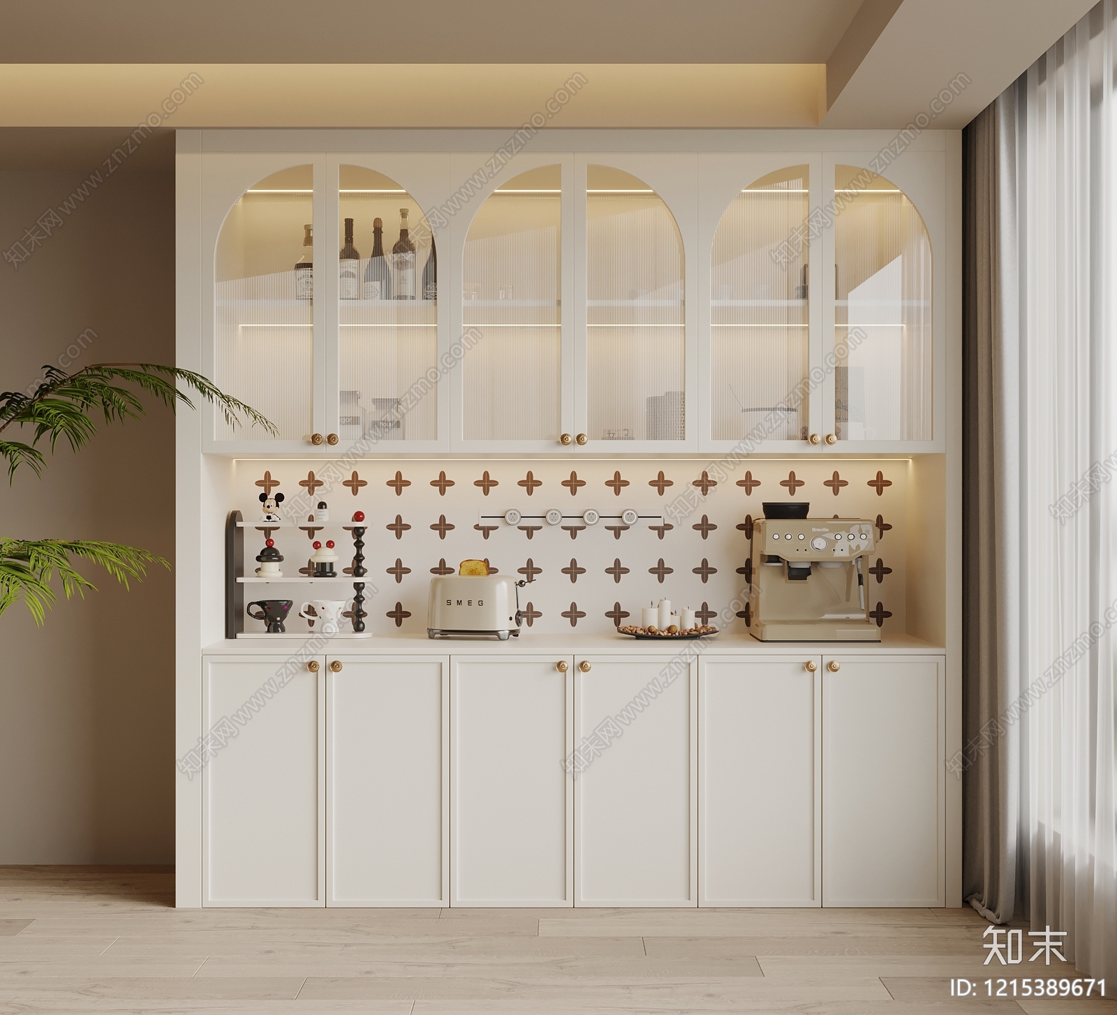 奶油风酒柜3D模型下载【ID:1215389671】