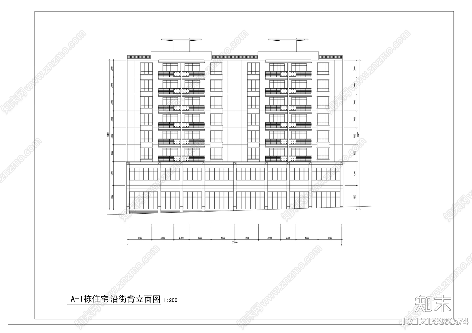 现代住宅楼建筑cad施工图下载【ID:1215389674】