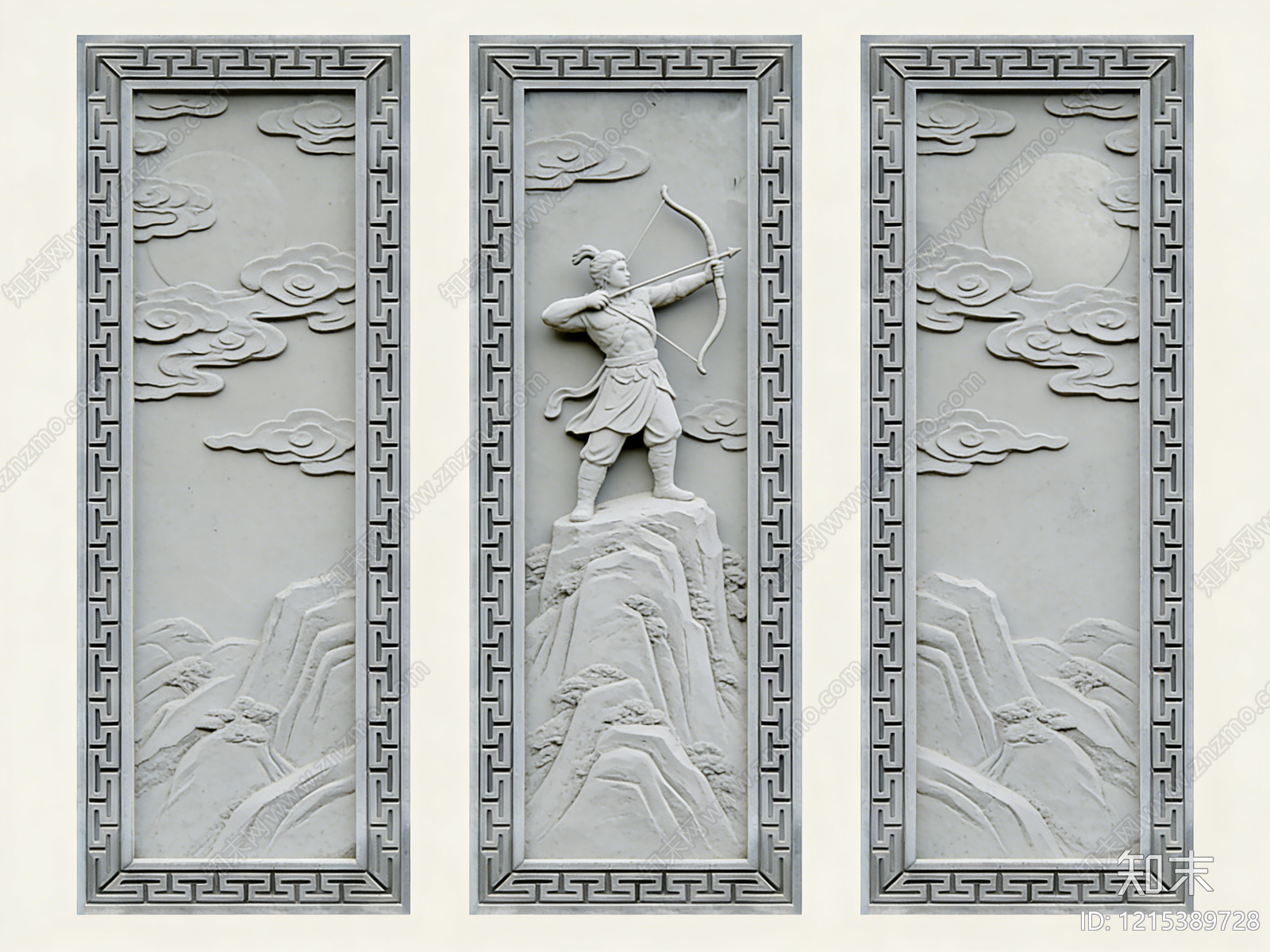 新中式浮雕SU模型下载【ID:1215389728】