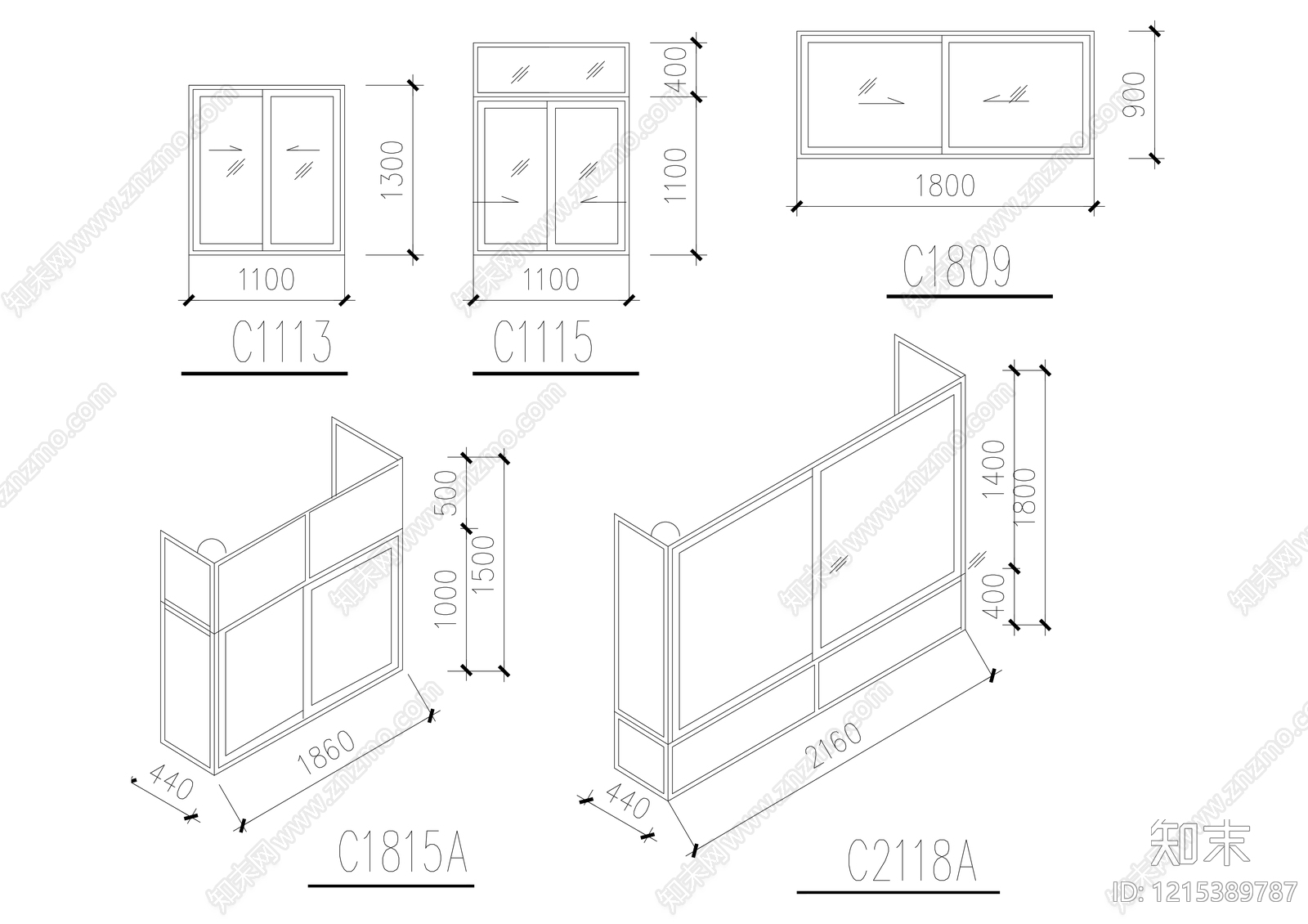 现代窗施工图下载【ID:1215389787】