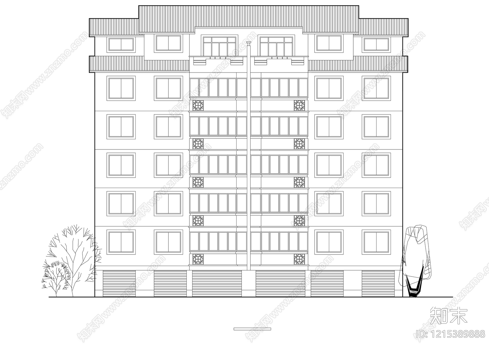 多层住宅cad施工图下载【ID:1215389888】