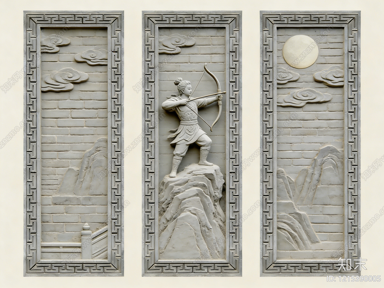 新中式浮雕SU模型下载【ID:1215390005】