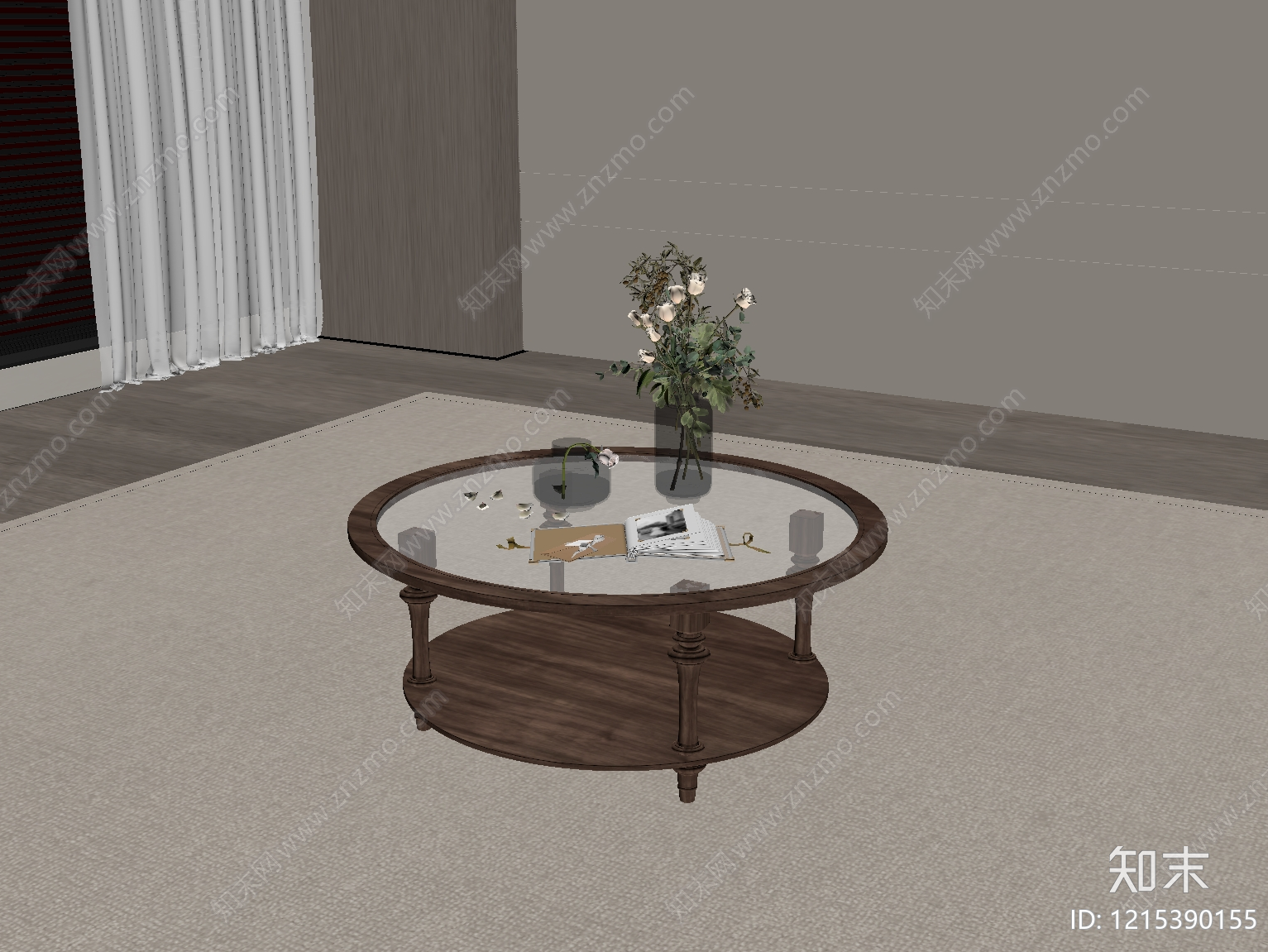 中古风茶几SU模型下载【ID:1215390155】