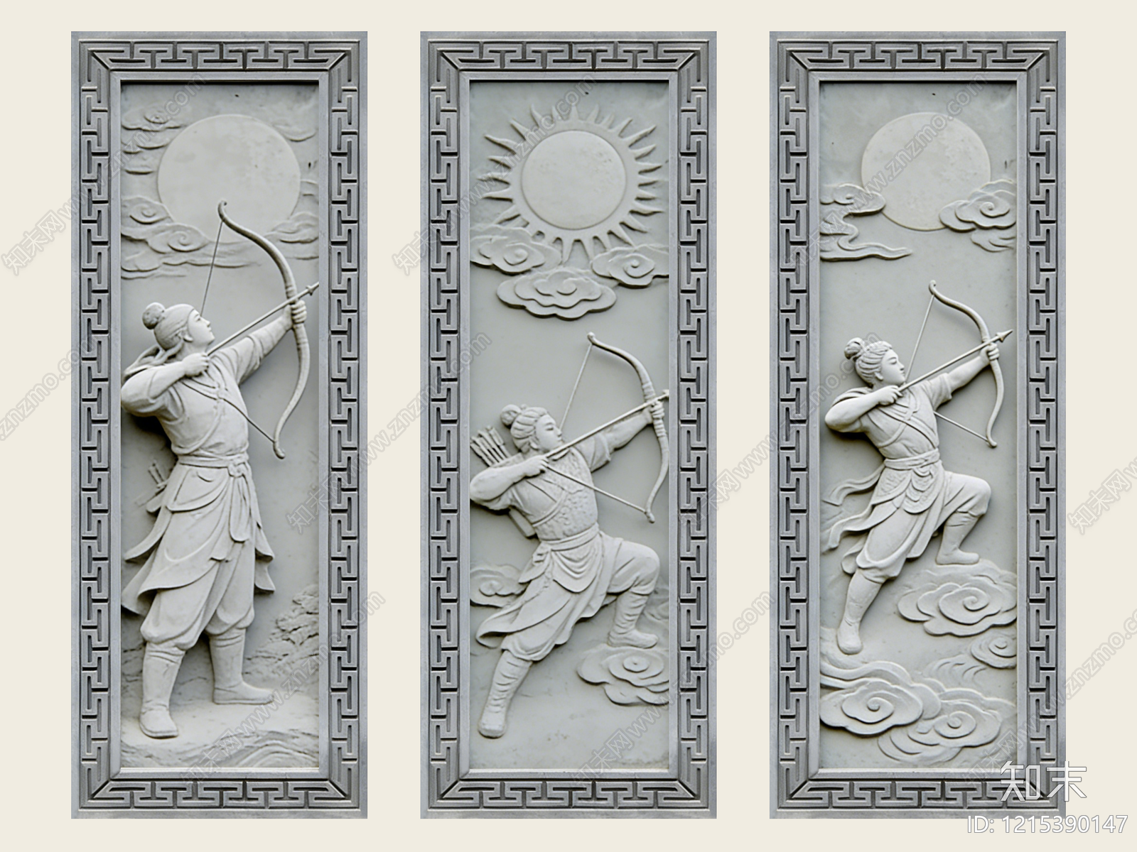 新中式浮雕SU模型下载【ID:1215390147】