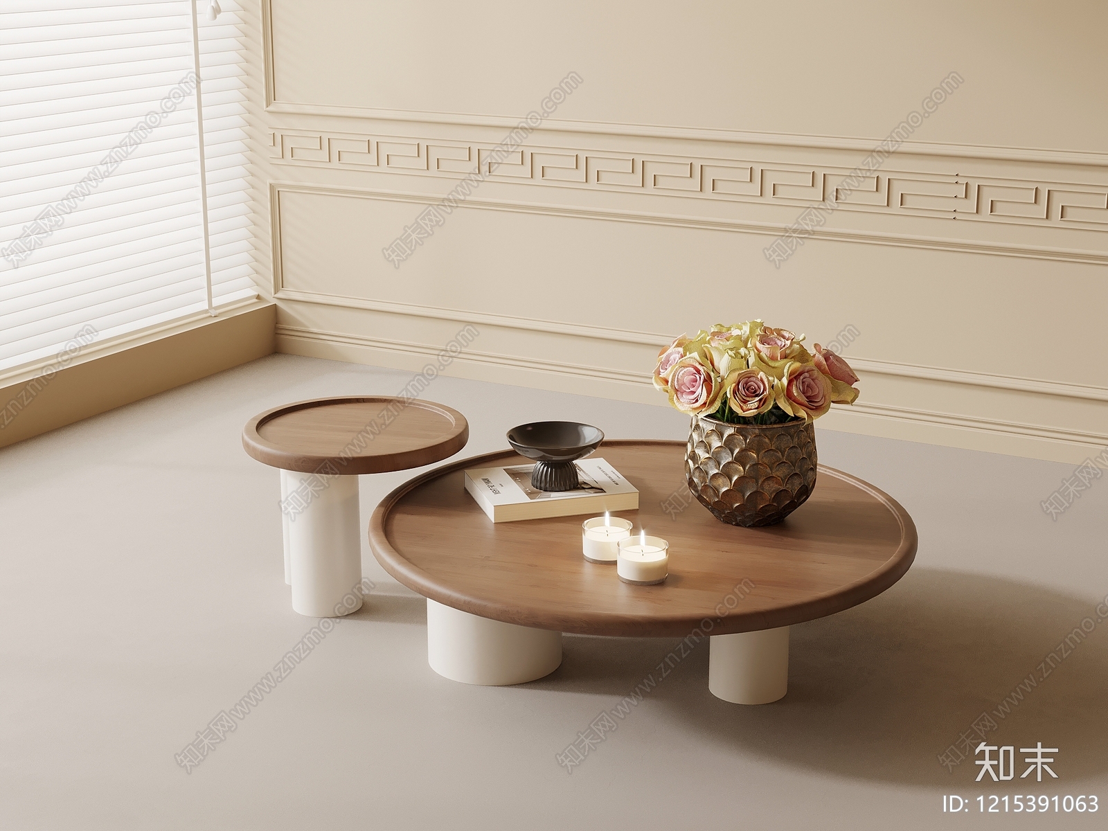 奶油风茶几SU模型下载【ID:1215391063】