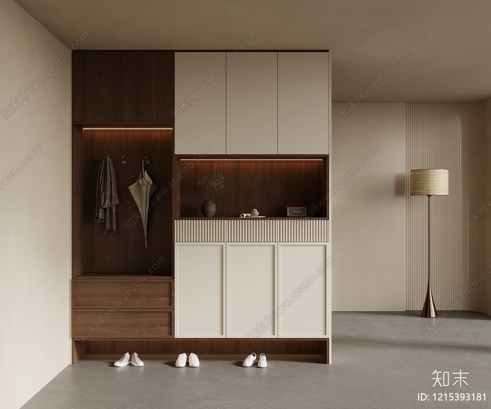 现代简约鞋柜3D模型下载【ID:1215393181】