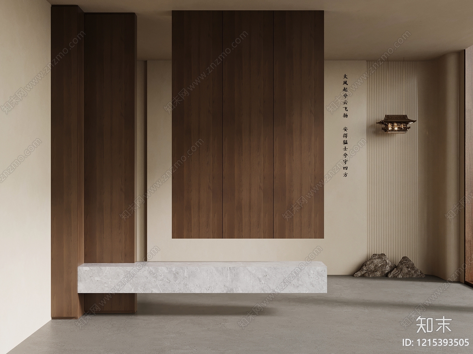 新中式玄关3D模型下载【ID:1215393505】