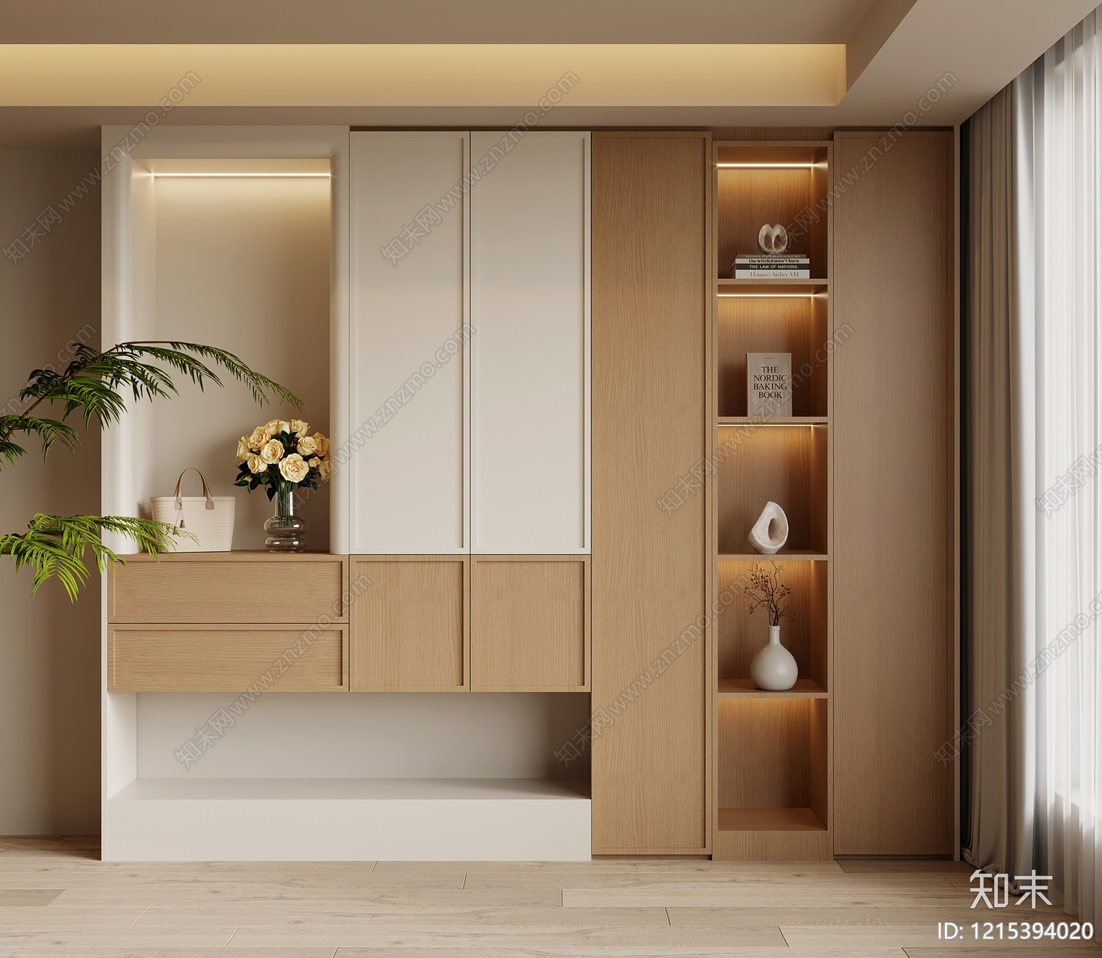 奶油风鞋柜3D模型下载【ID:1215394020】