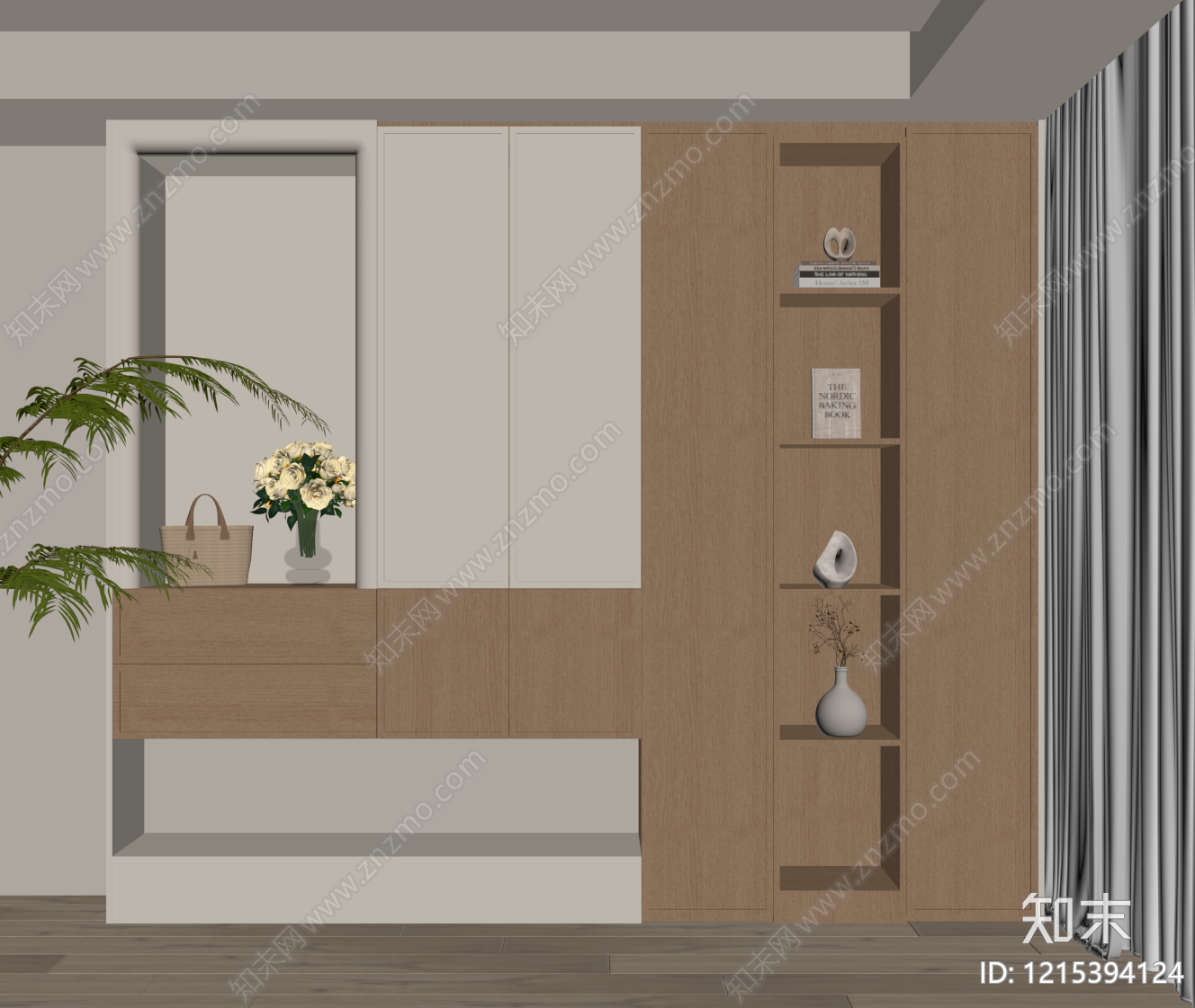 奶油风鞋柜SU模型下载【ID:1215394124】