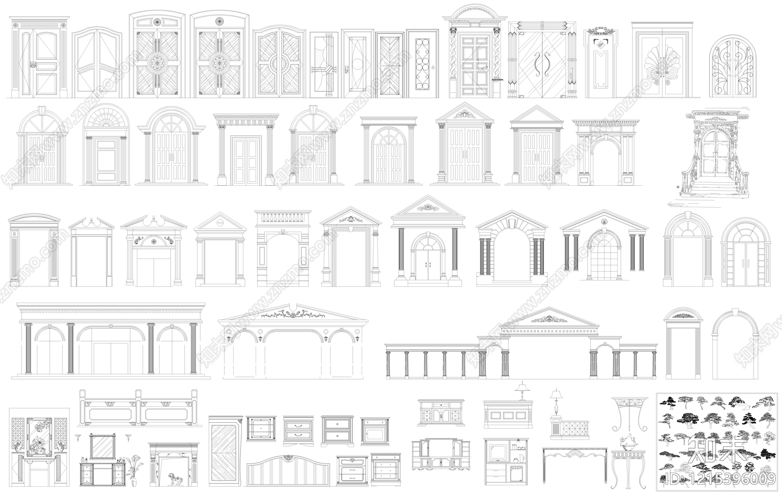 法式欧式门头施工图下载【ID:1215396009】