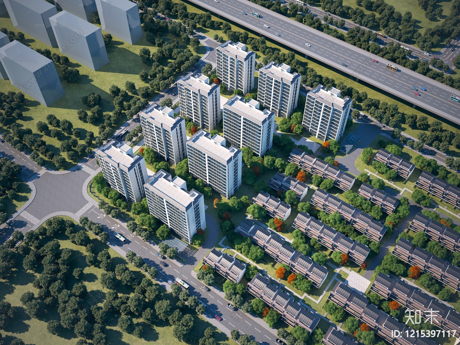 现代简约高层住宅3D模型下载【ID:1215397117】