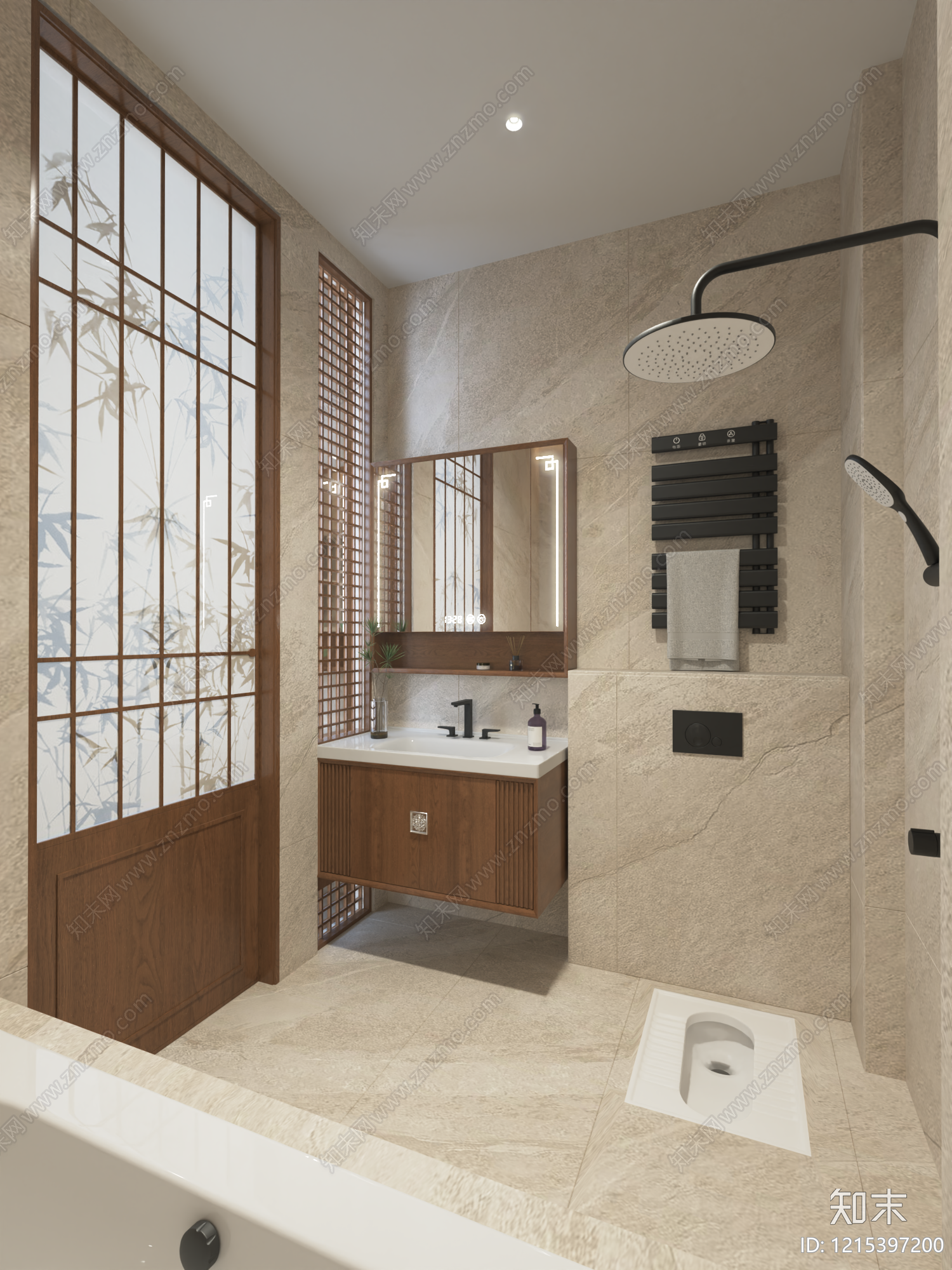 新中式卫生间3D模型下载【ID:1215397200】