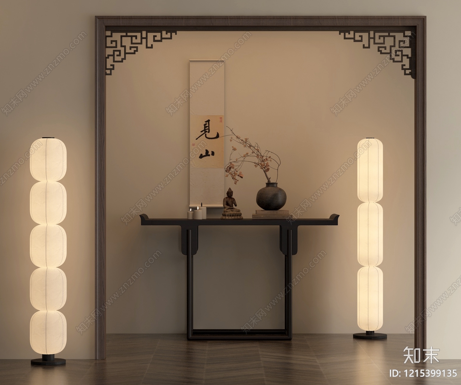 新中式玄关3D模型下载【ID:1215399135】