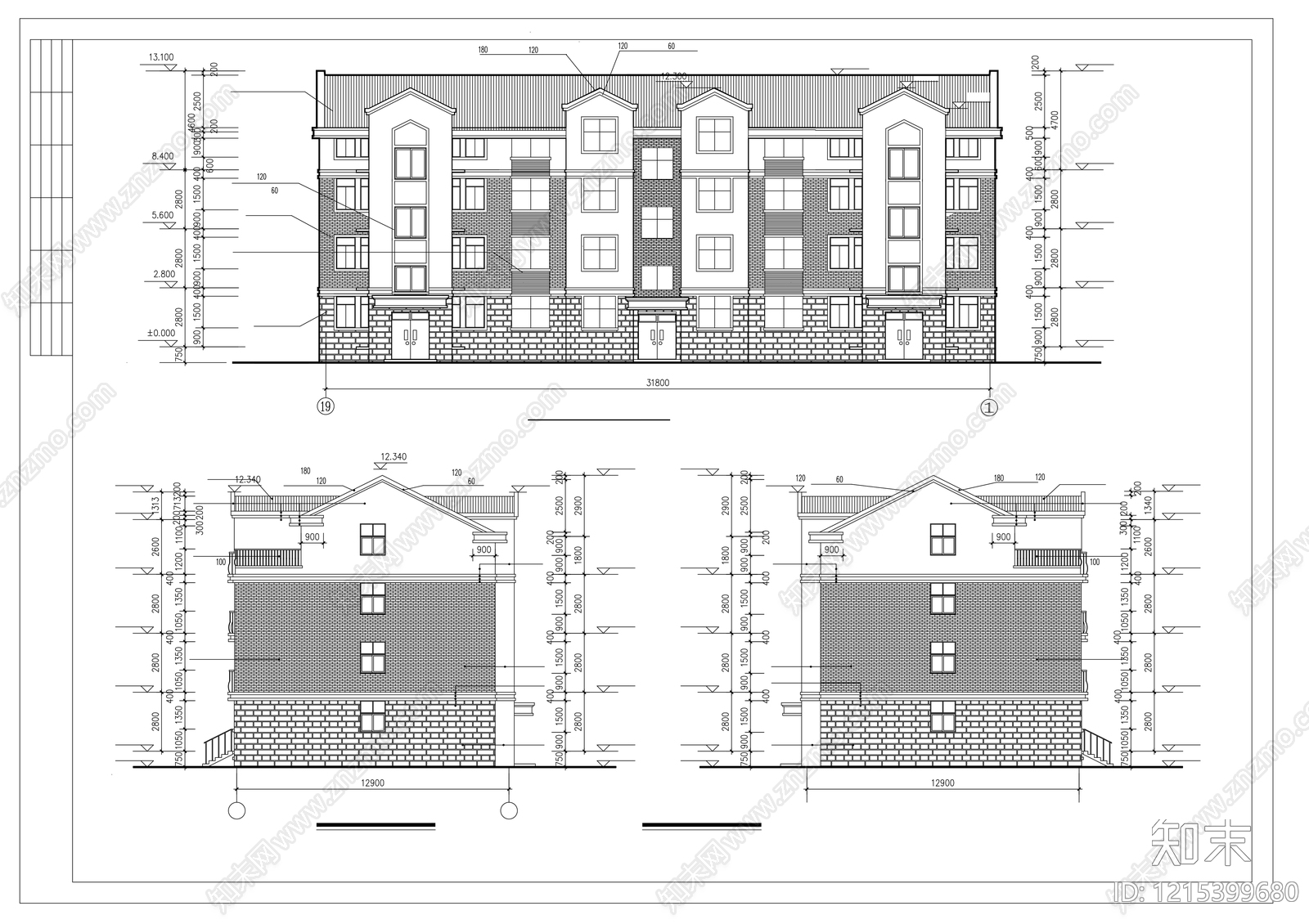多层住宅cad施工图下载【ID:1215399680】