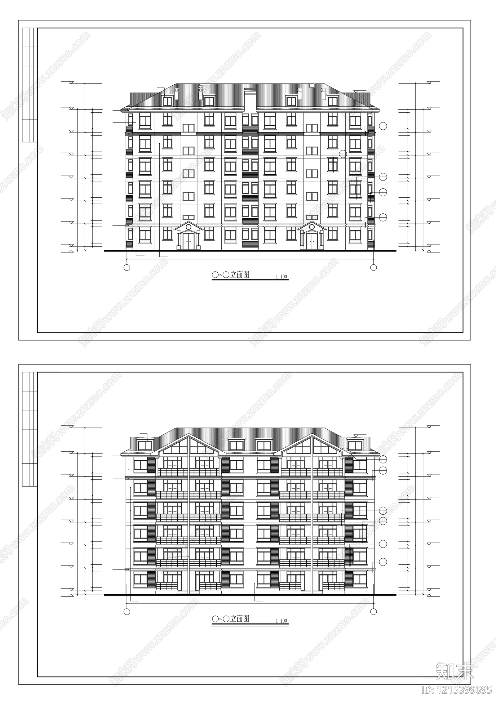 多层住宅cad施工图下载【ID:1215399695】