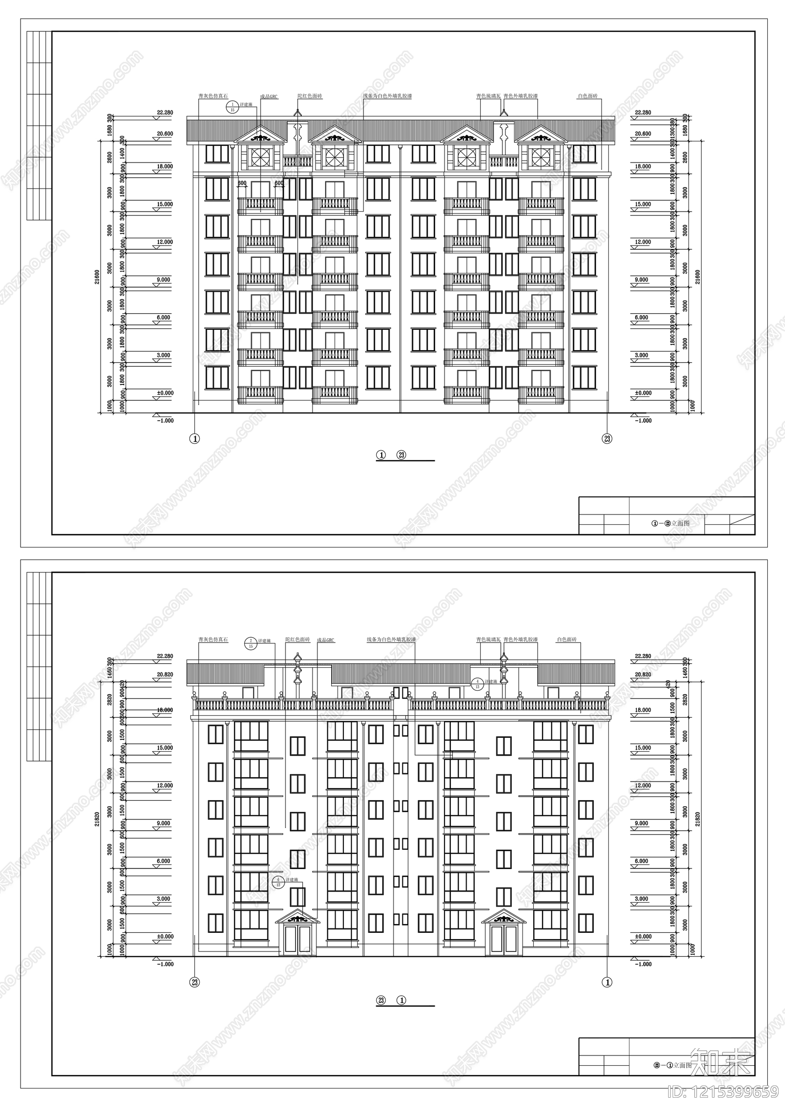 多层住宅cad施工图下载【ID:1215399659】
