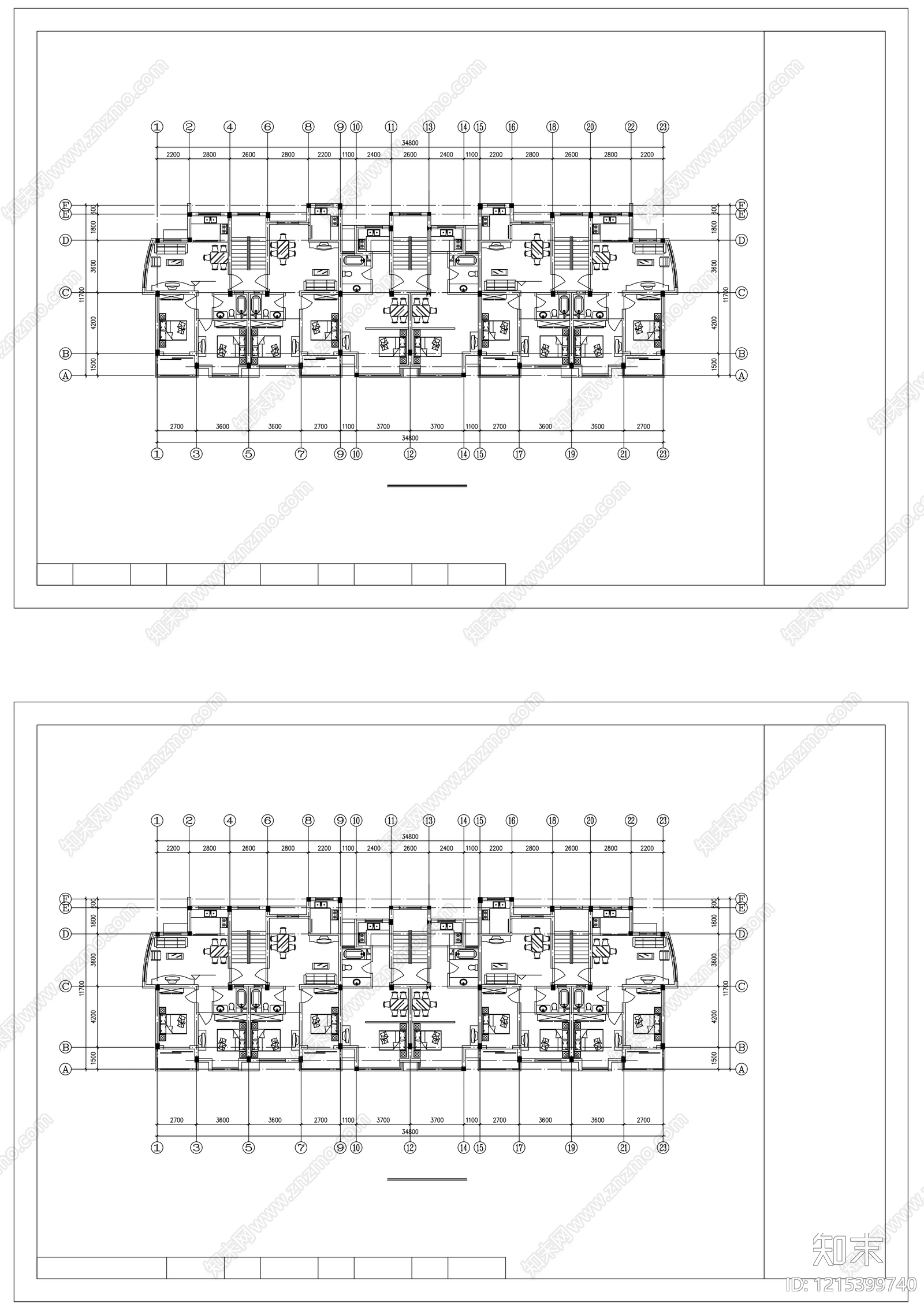 多层住宅cad施工图下载【ID:1215399740】