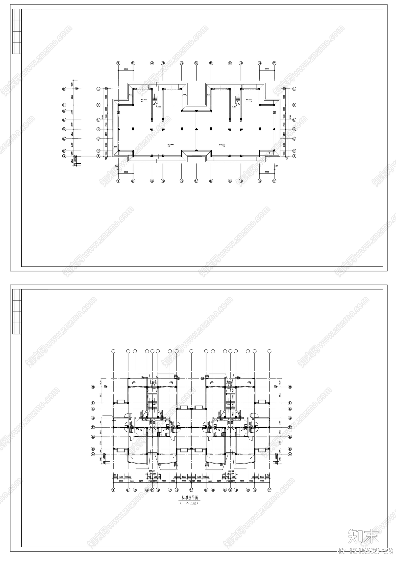 多层住宅cad施工图下载【ID:1215399753】