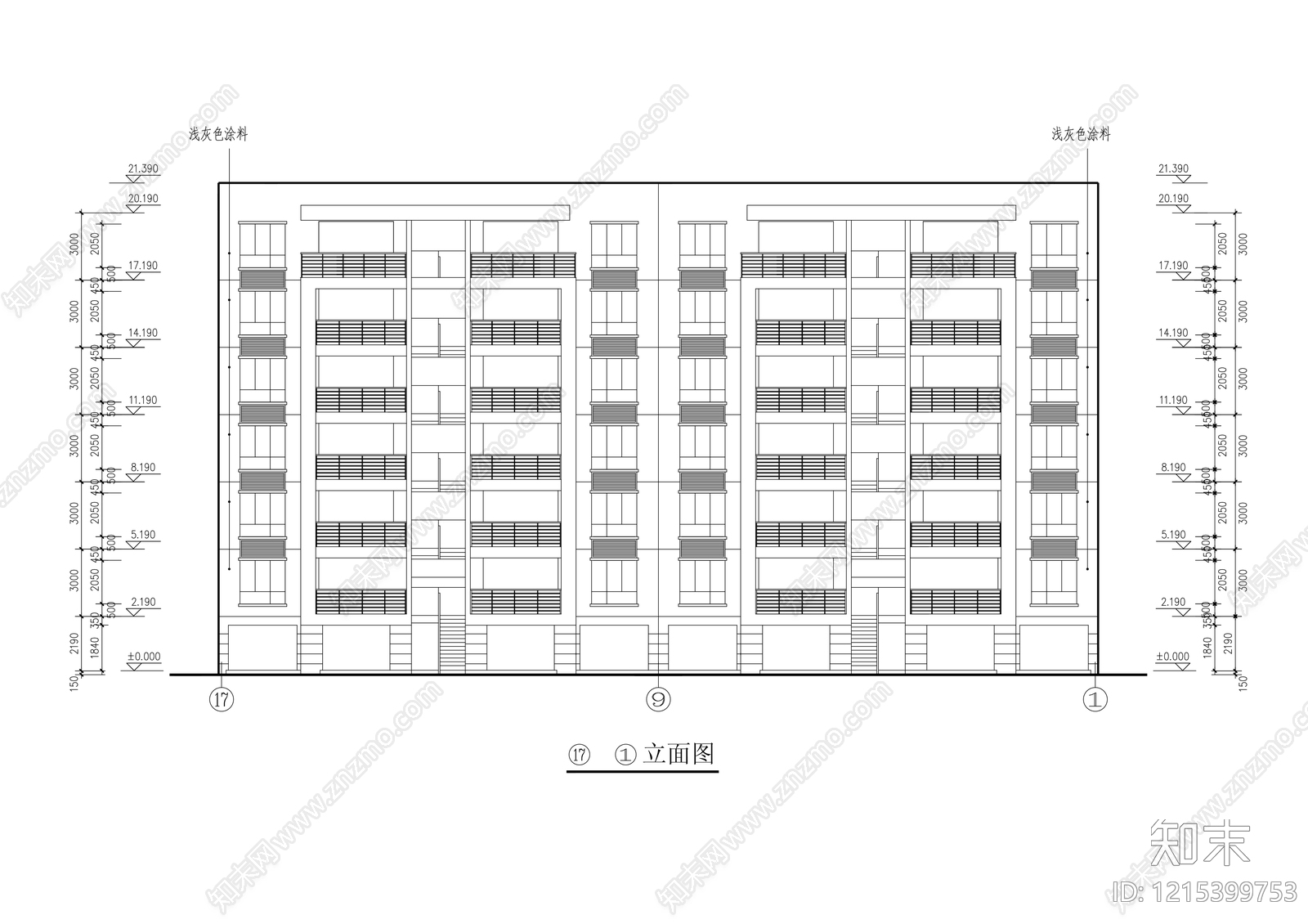多层住宅cad施工图下载【ID:1215399753】